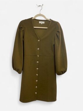 Madewell Olive Green Puff Sleeve Dress